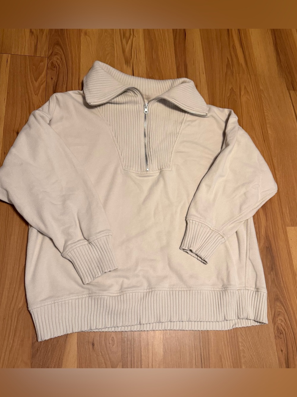 aerie Women's Half-Zip Ribbed Collar Sweater - Cream